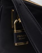 Prada Aimée Large Re-Nylon and Leather Shoulder Bag With Padlock - Image 4